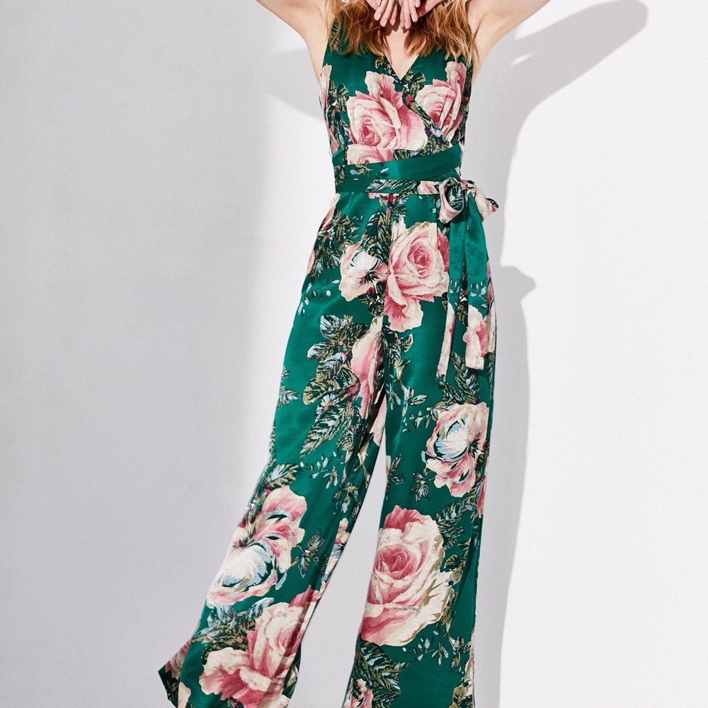 Free People Silk Green Jumpsuit